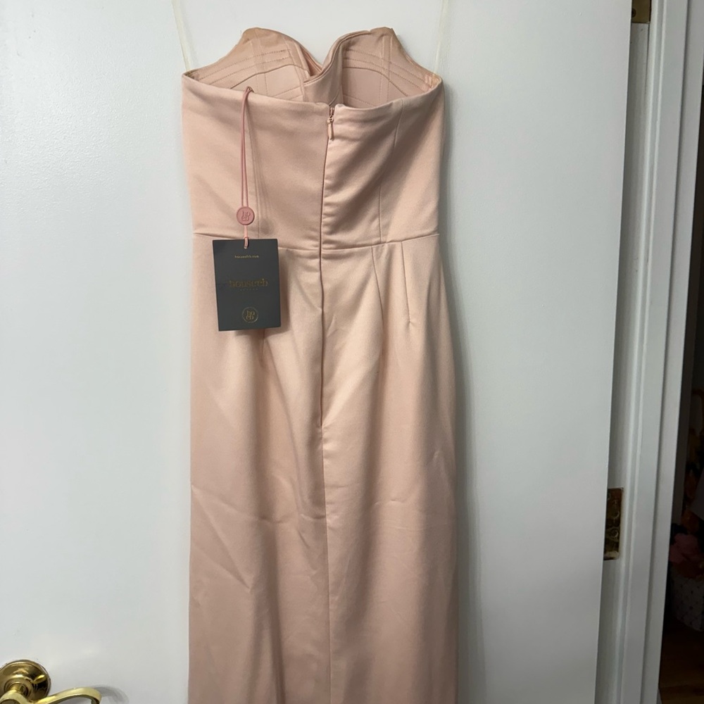 Adrienne Champagne Satin Strapless Gown - Picture 6 of 6
